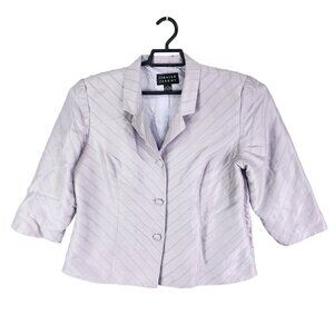Womens Spenser Jeremy Purple 100% Silk Blazer 3/4 Sleeve Button Front Size 14
